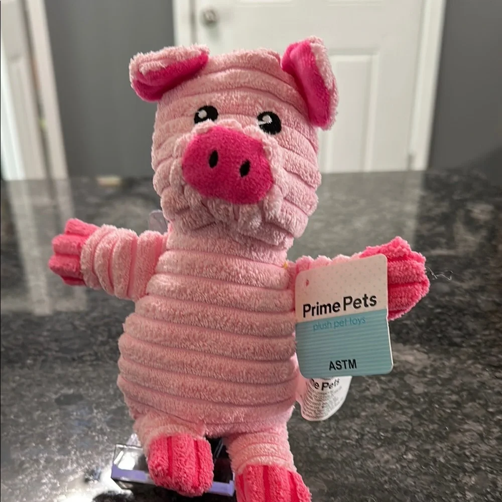 Prime Pets Dog Toy Adorable Pink Pig Plush Squeaky Toy 7